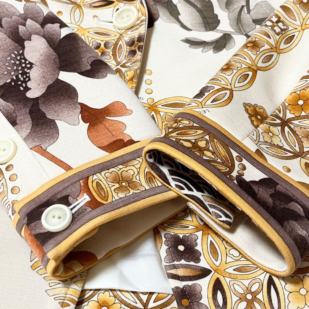 【未使用級】レオナール　ジャケット　花柄　ウール　ストレッチ　Mサイズ