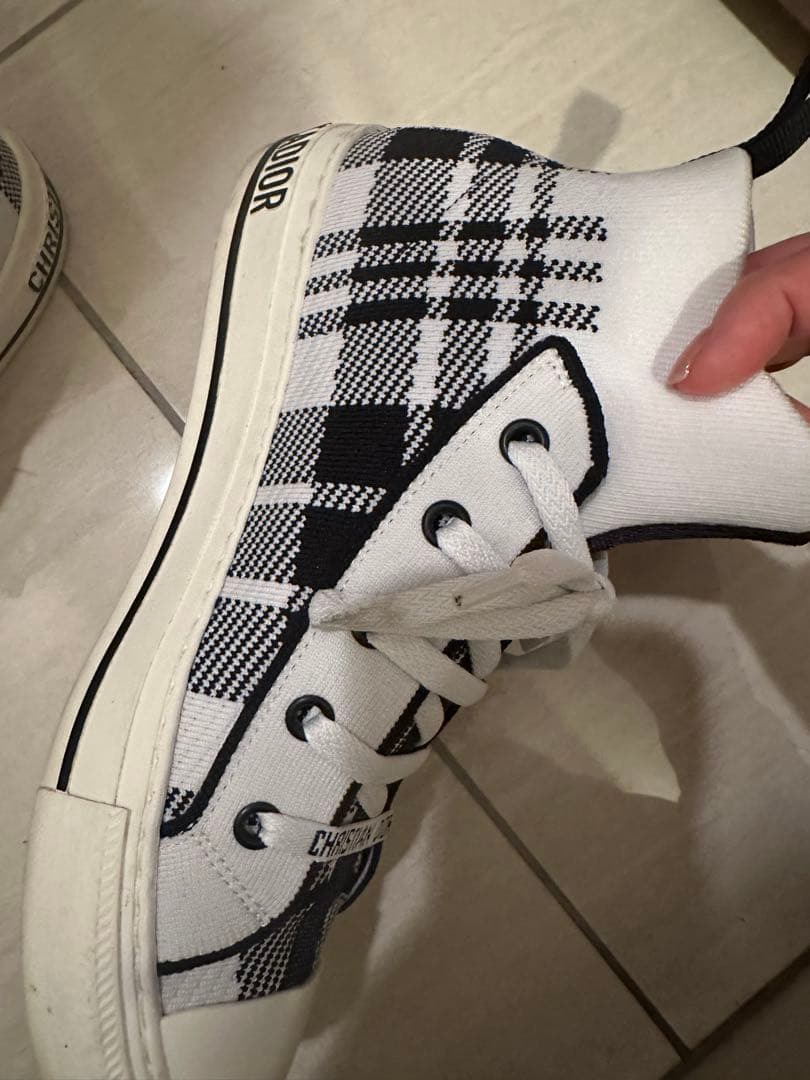 Christian Dior チェック柄 ハイカットスニーカー