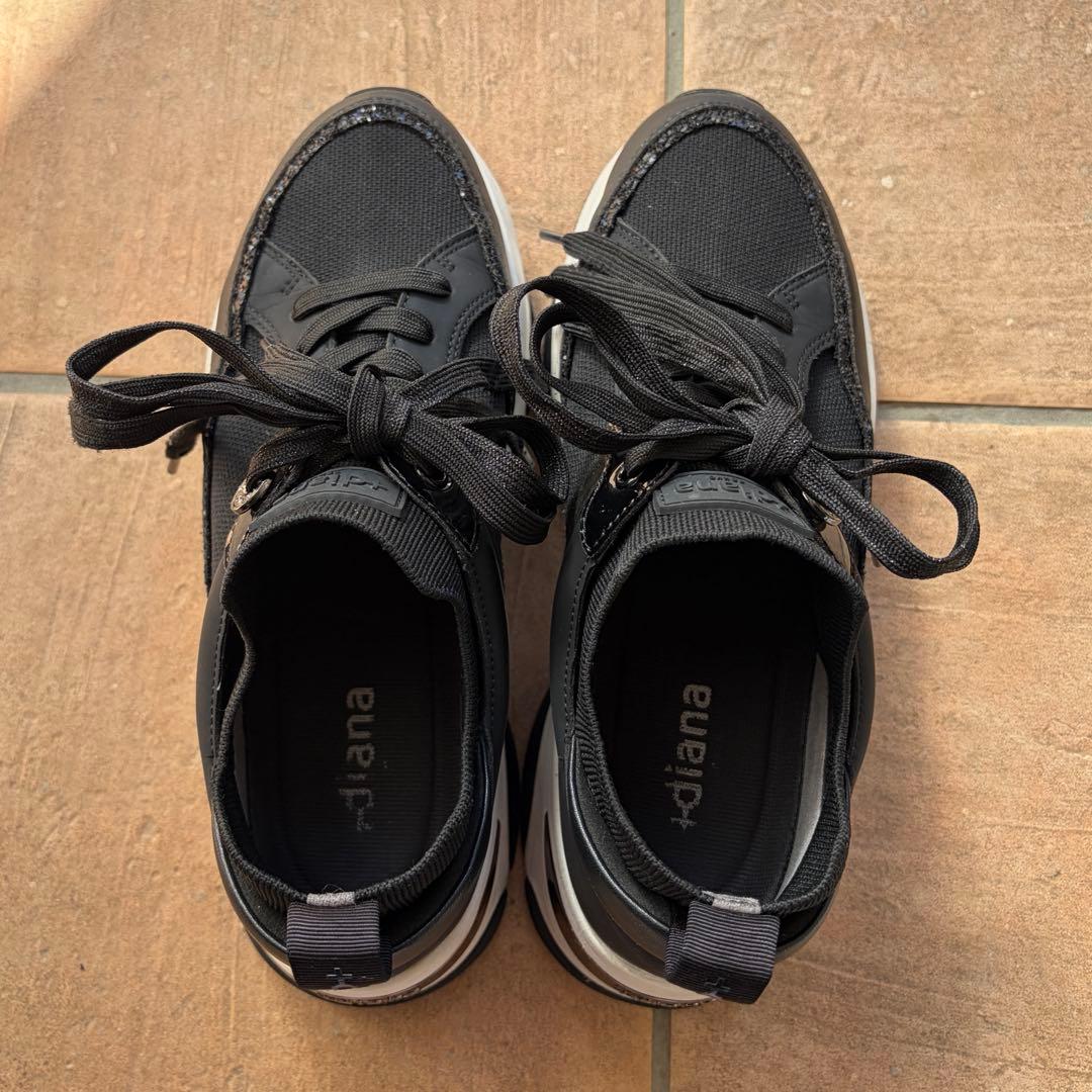 +diana リサイクルニットコンビスニーカー 撥水加工 24.5cm