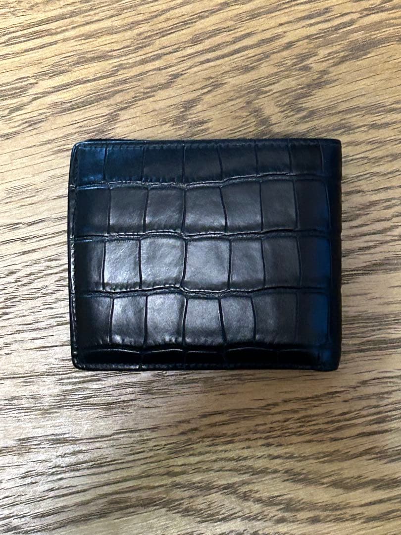 BALENCIAGA クロコ型押し 二つ折り財布 黒 ロゴ