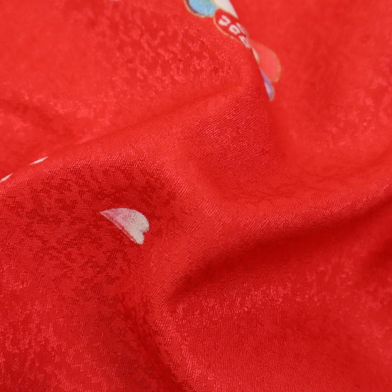 あっちゃん　七五三6点セット　被布　着物　襦袢　草履　巾着　赤 9RR21