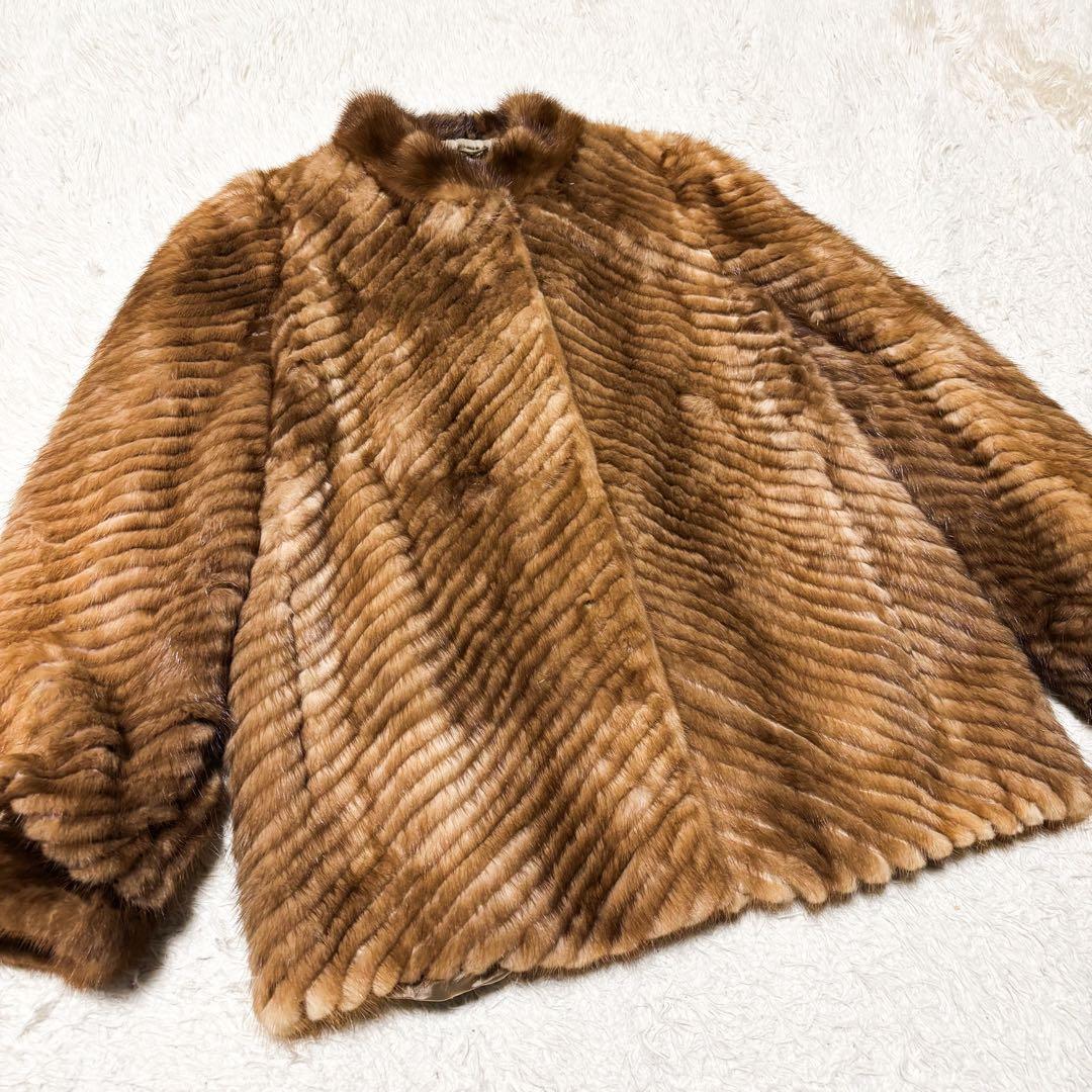 【美品】セーブルミンクファー 毛皮 コート 11号 ゴールドブラウン 高級感