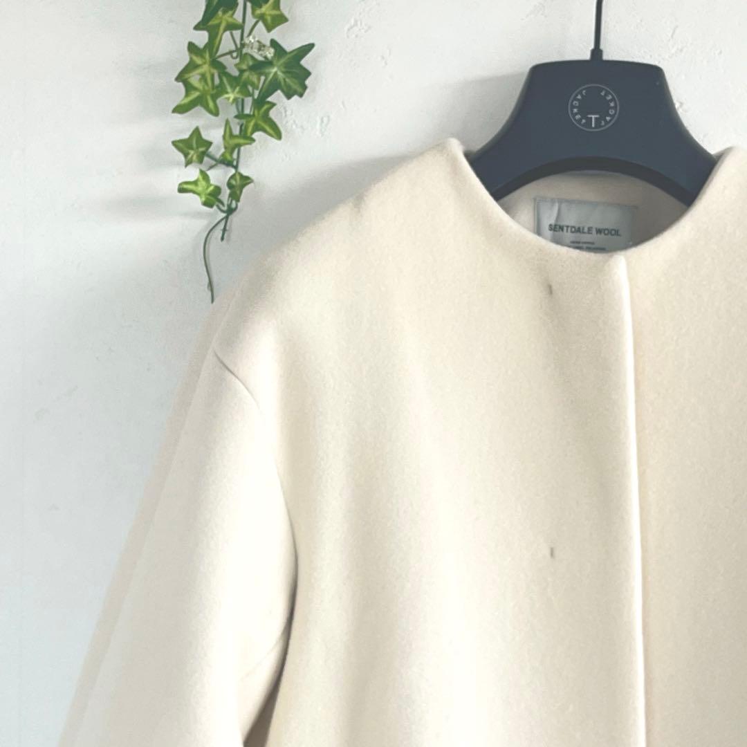 ユナイテッドアローズ　美品　セントデールウール ノーカラー ミドル コート