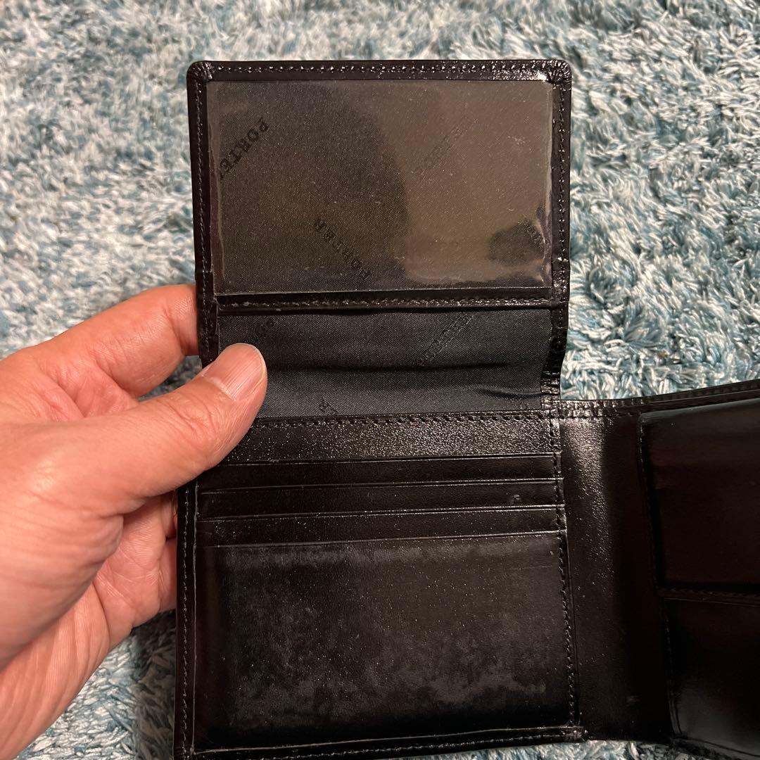 PORTER ブラック レザー 二つ折り財布
