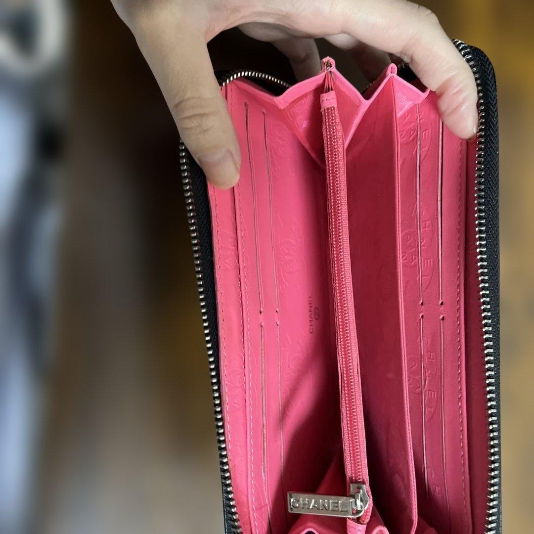 N*E様 ブラックレザー キルティング長財布