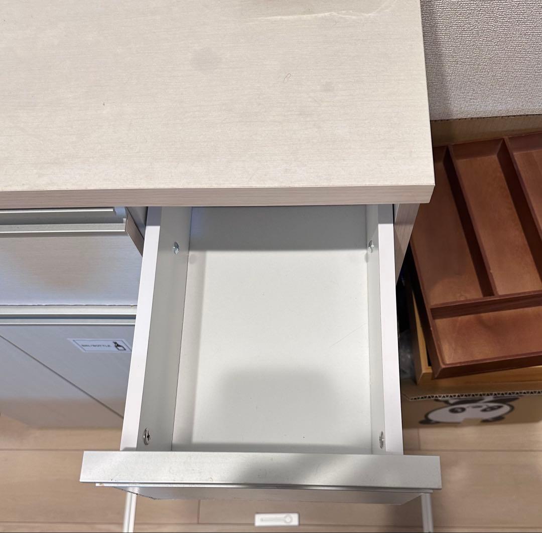 ホワイト キッチンカウンター 引き出し式