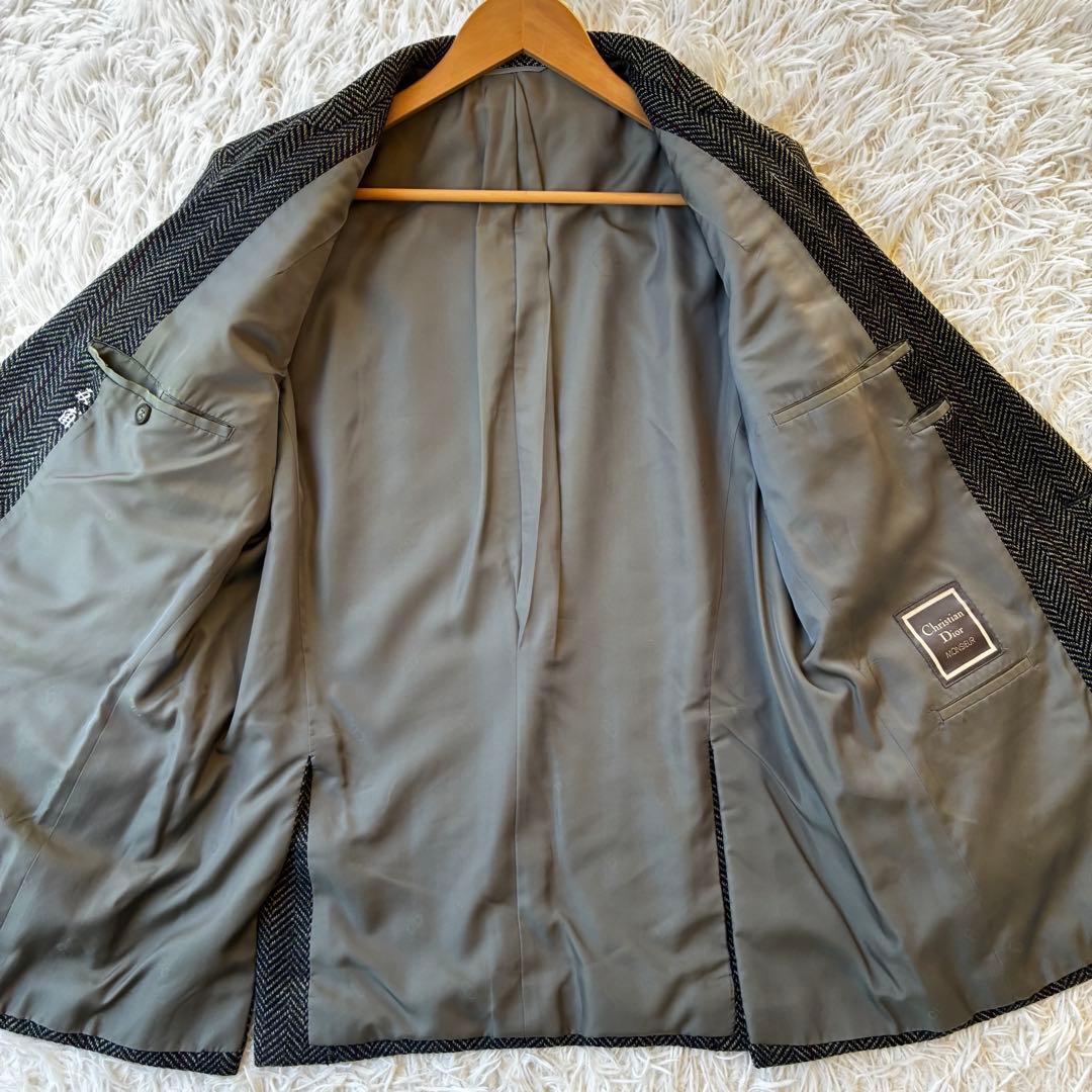 【美品】クリスチャンディオール　ムッシュ　ツイードジャケット　ヘリンボーン　L位