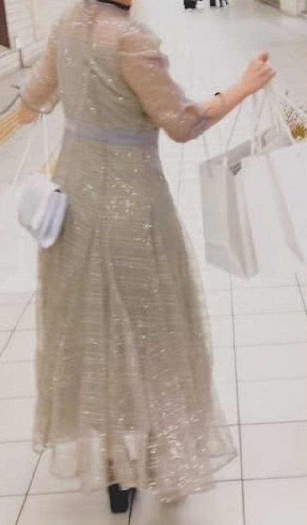 leja チェックスパンコール リボンワンピースドレス グレー（公式完売商品）