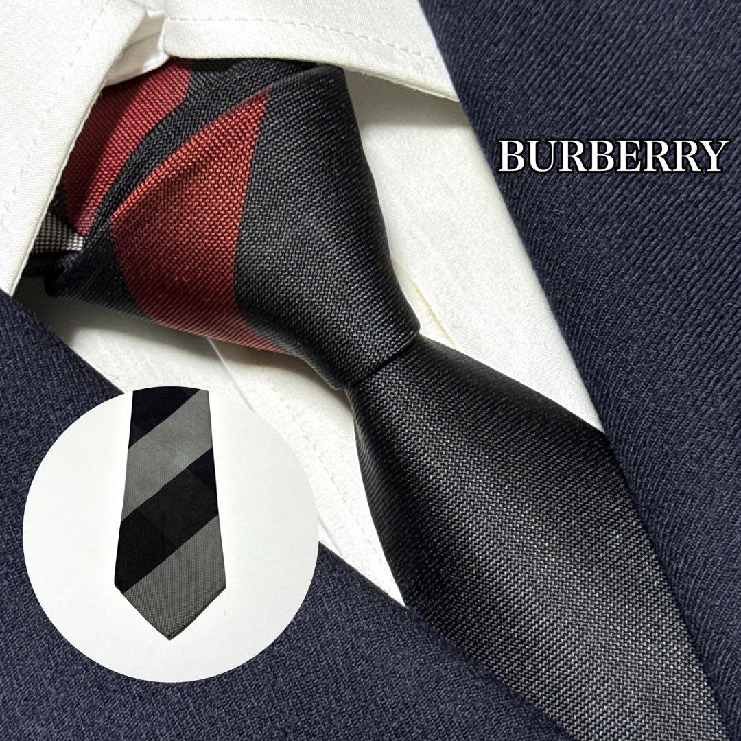 バーバリー　ネクタイ　クラシックカット　チェック　ハイブランド　高級シルク　光沢