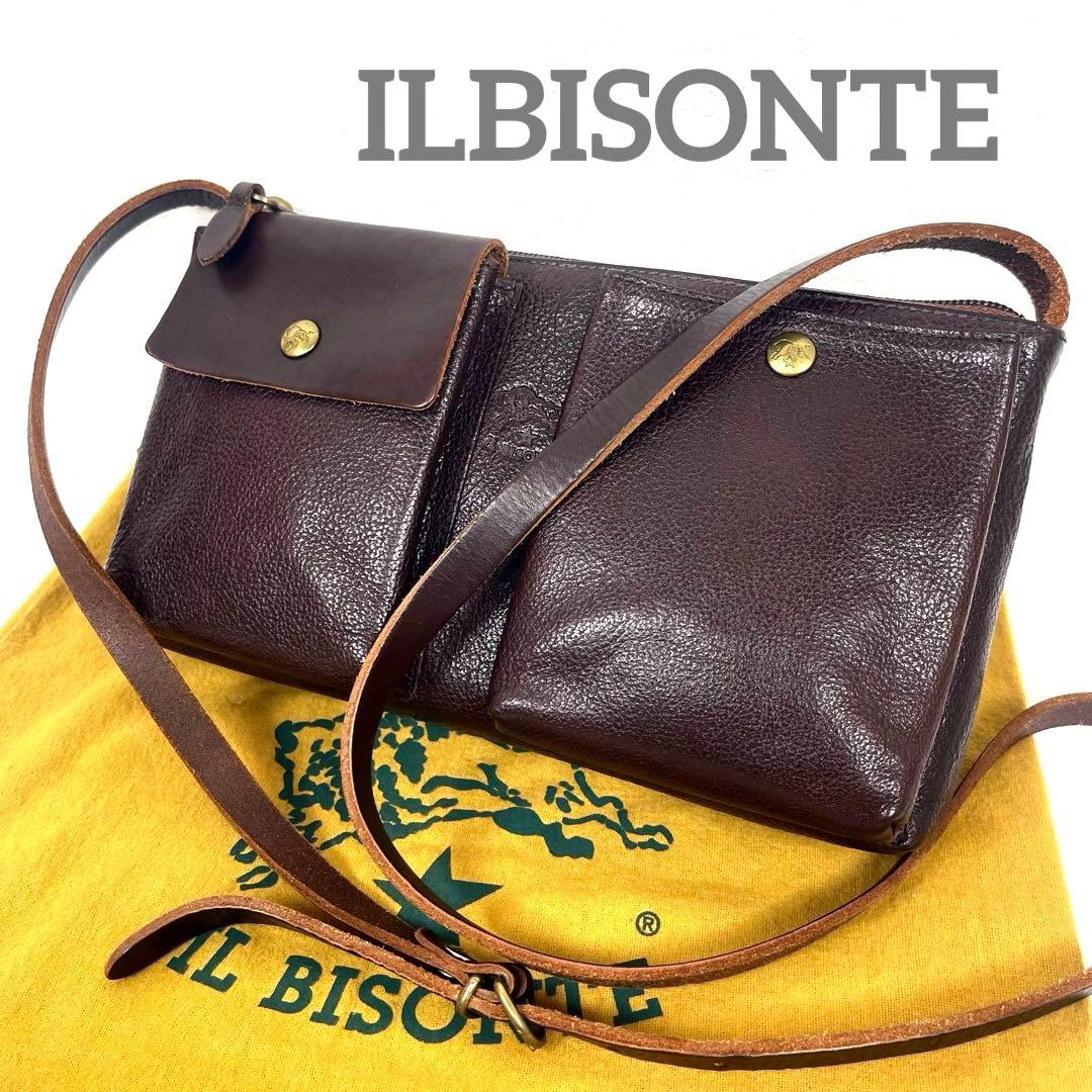 イルビゾンテ　ショルダーバッグ　極上　ロゴ型押し　シボ革　レザー　サコッシュ