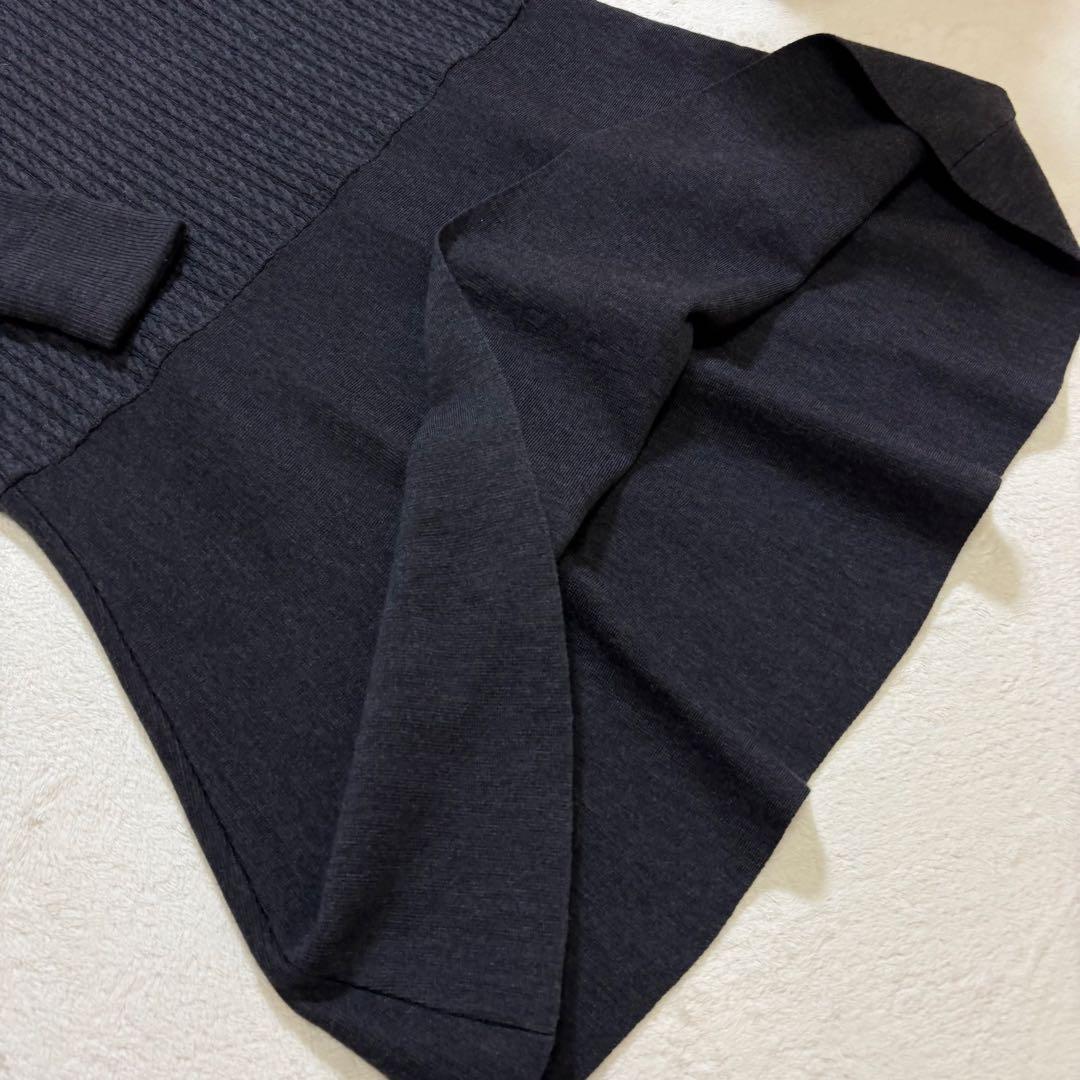 Rene ルネ　ケーブルニット　長袖ワンピース　ネイビー　36 カメリアボタン