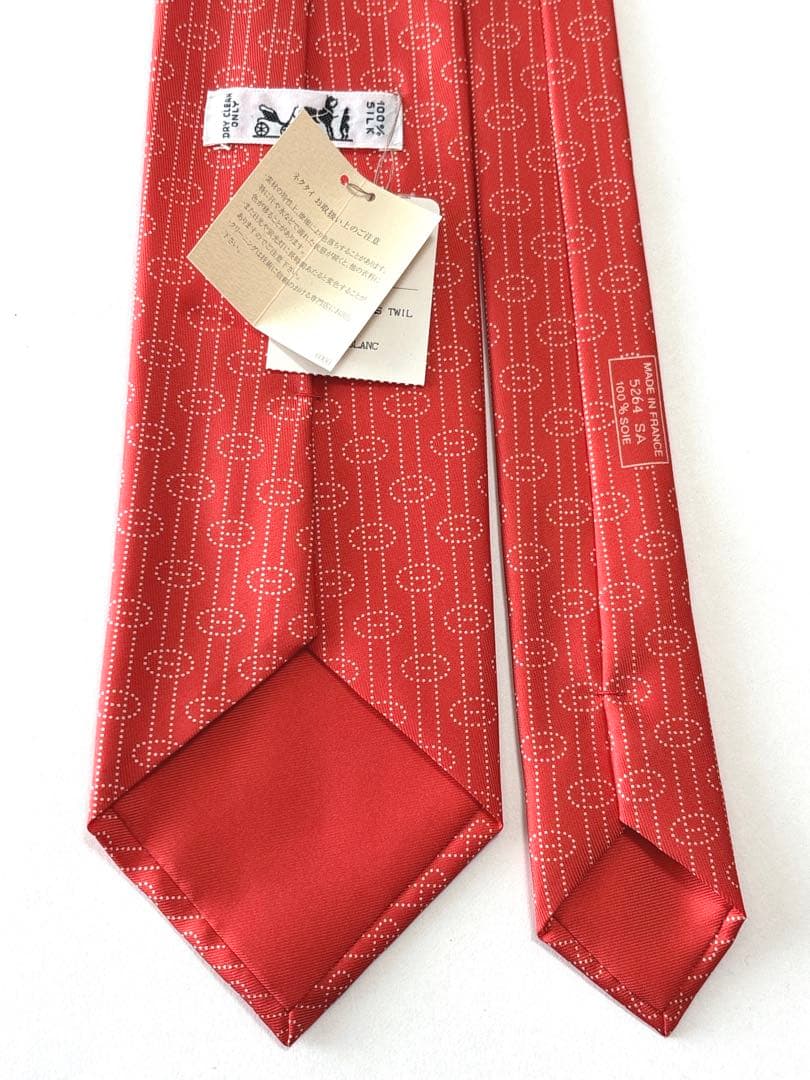 エルメス ネクタイ シルク H柄 Hロゴ 未使用 レッド 赤 箱付き 新品
