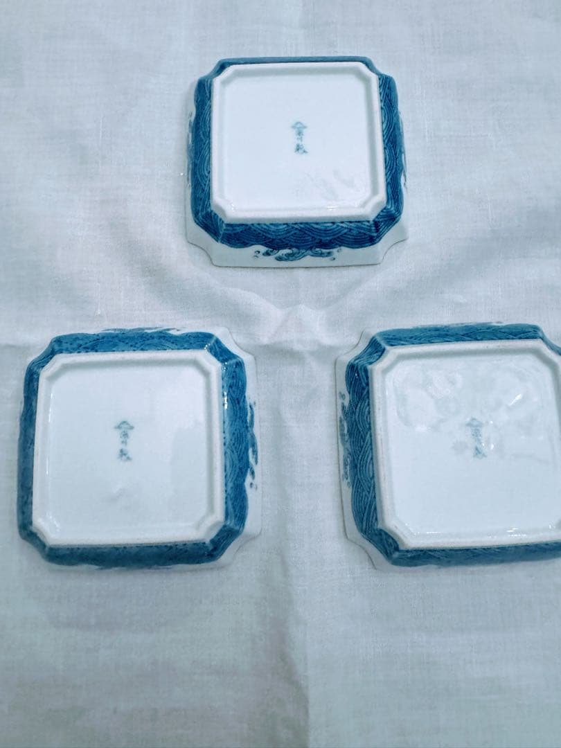 深川製磁☆染錦鳳凰唐草鳳凰、長﨑阿蘭陀人之図、帆船 宮内庁御用達 角皿3点