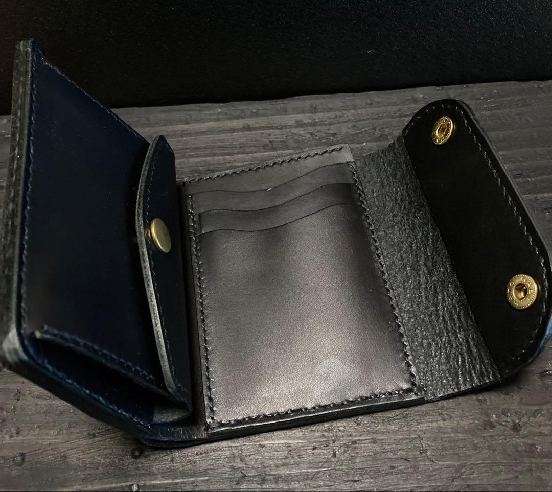 姫路レザー　天然シボ三つ折りウォレット