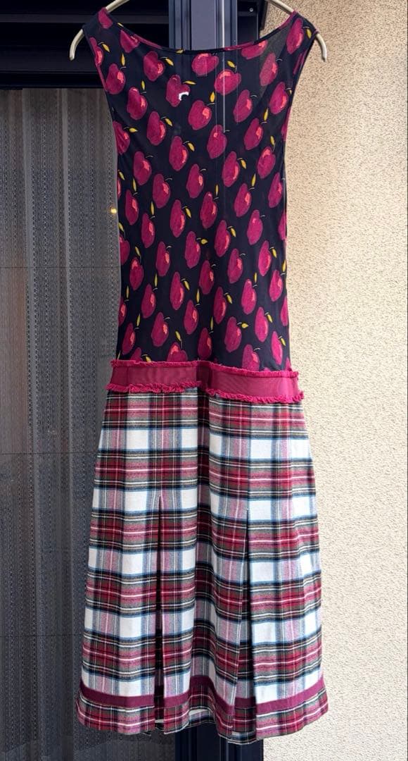 MOSCHINO モスキーノりんごチェック ワンピース42 ML 美品クリスマス