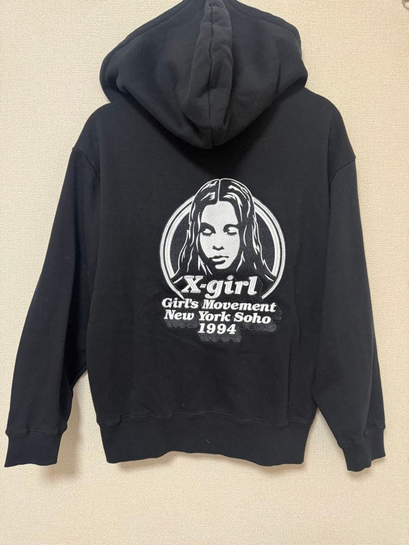 X-girl FACE ジップアップフーディー