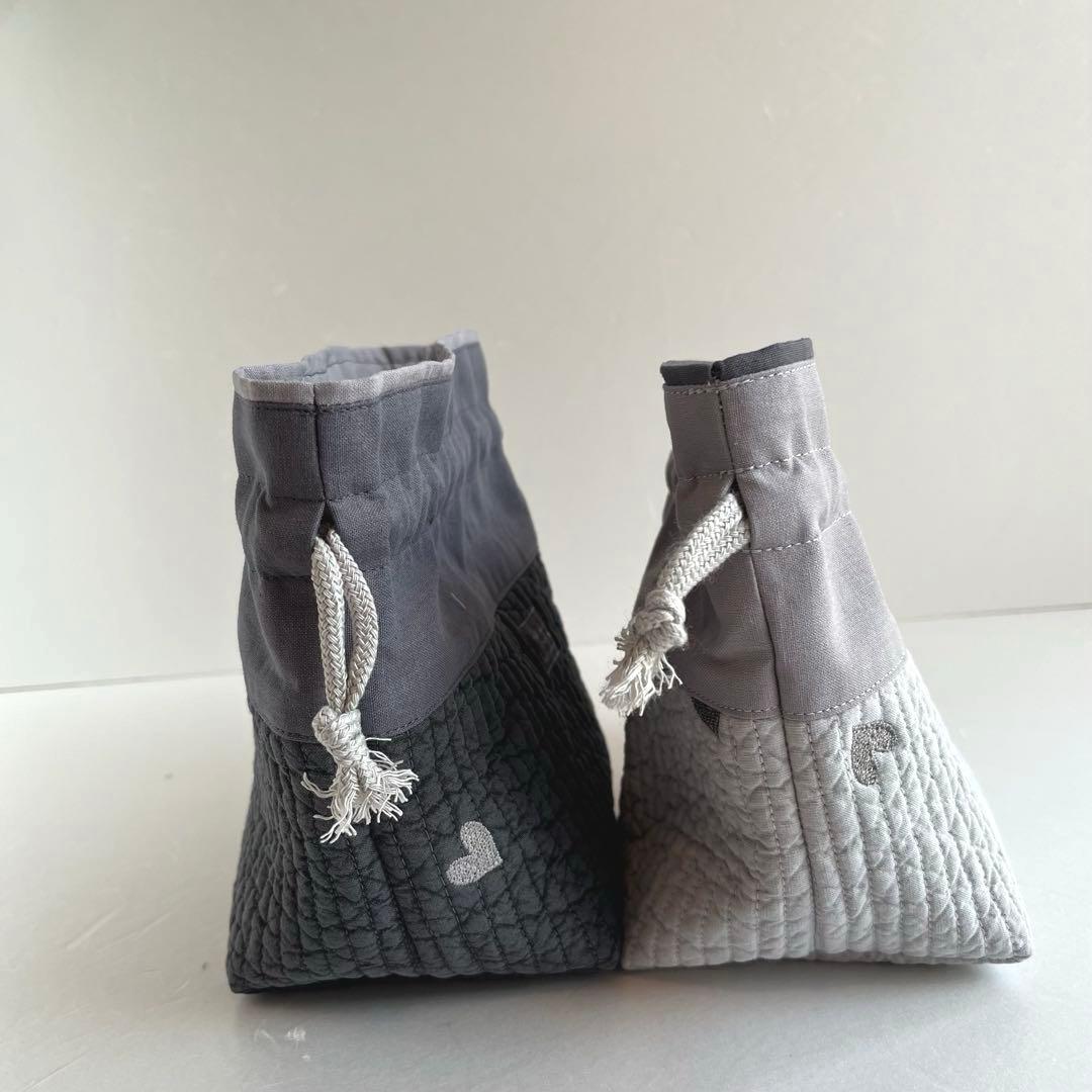 saki様　完成品　ヌビ　ハート/ダークグレー、グレー、キナリ　入園セット　7点