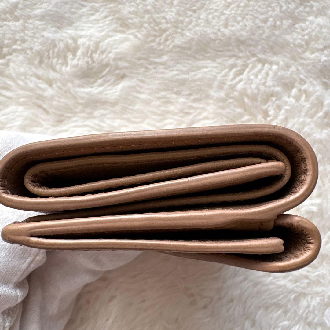 美品 バレンシアガ ペーパー ミニウォレット 三つ折り財布 ベージュ