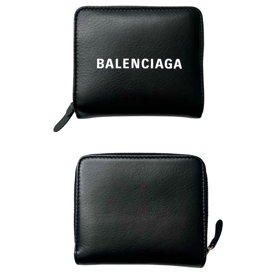 美品✨BALENCIAGAバレンシアガ財布　二つ折財布ファスナー490618 黒