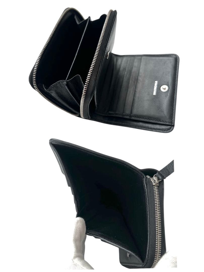 美品✨BALENCIAGAバレンシアガ財布　二つ折財布ファスナー490618 黒