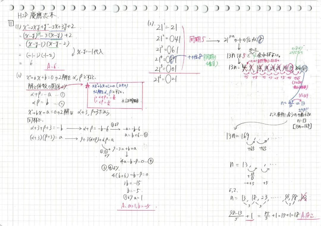 今だけ3割引 塾講師オリジナル数学解説 慶應志木 高校入試 過去問2008-25
