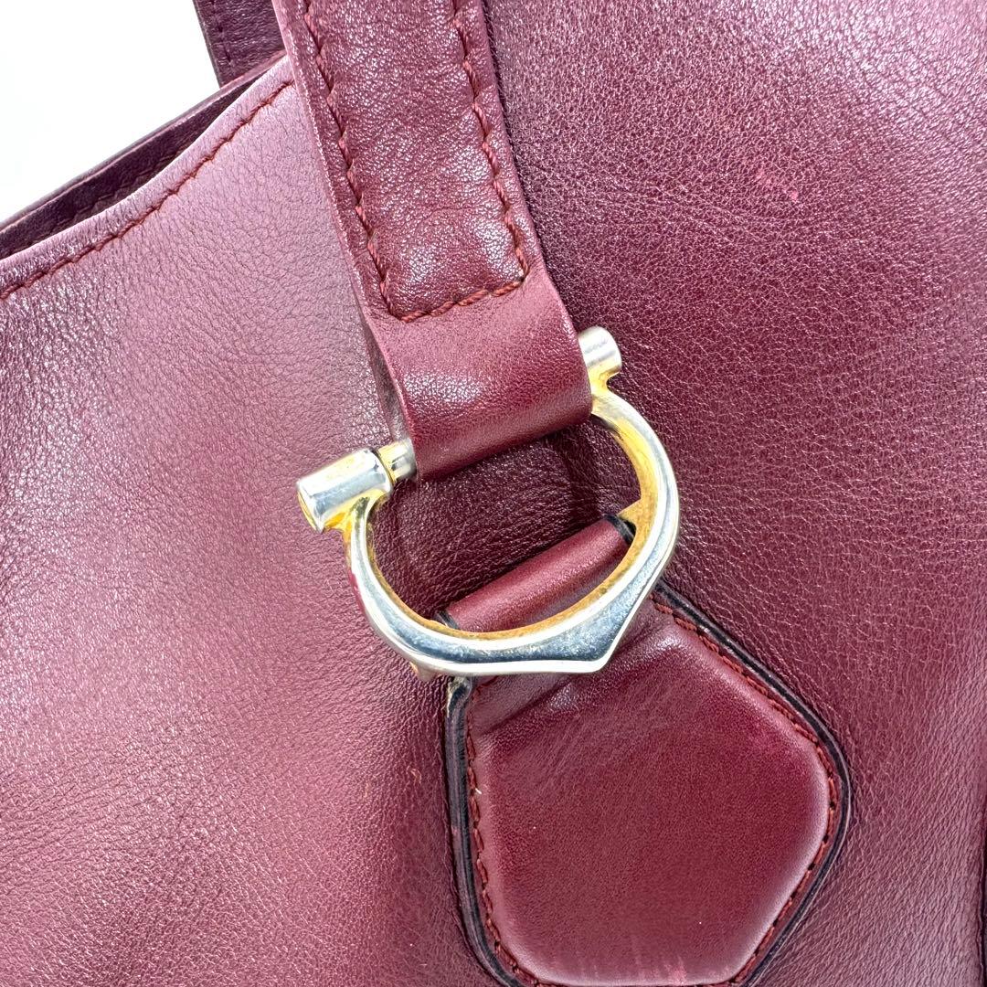 ✨良品✨カルティエ ハンド トートバッグ マストライン 肩掛け 大容量 ボルドー