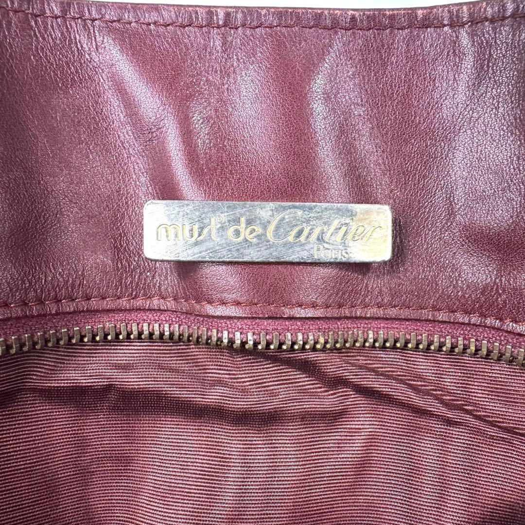 ✨良品✨カルティエ ハンド トートバッグ マストライン 肩掛け 大容量 ボルドー