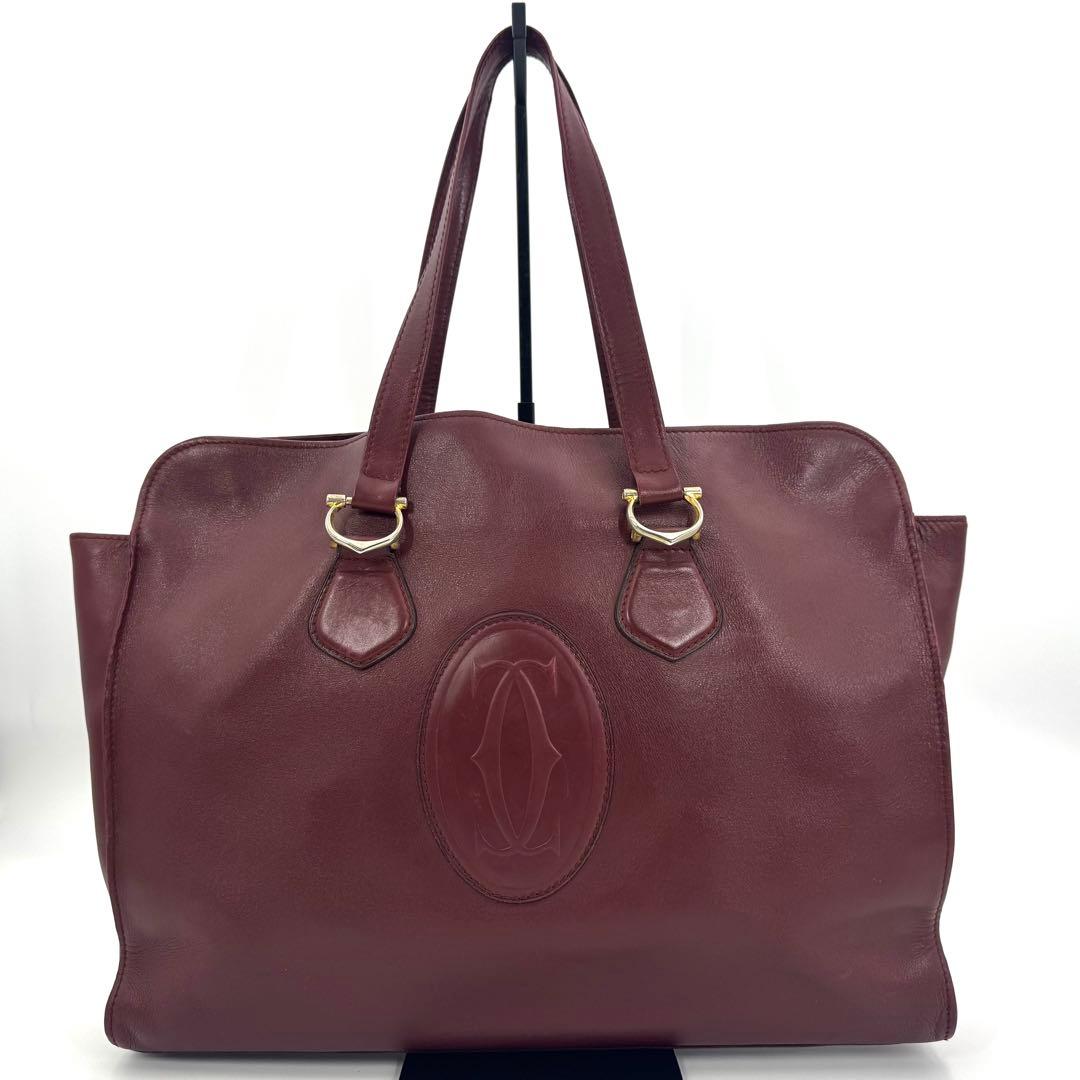 ✨良品✨カルティエ ハンド トートバッグ マストライン 肩掛け 大容量 ボルドー