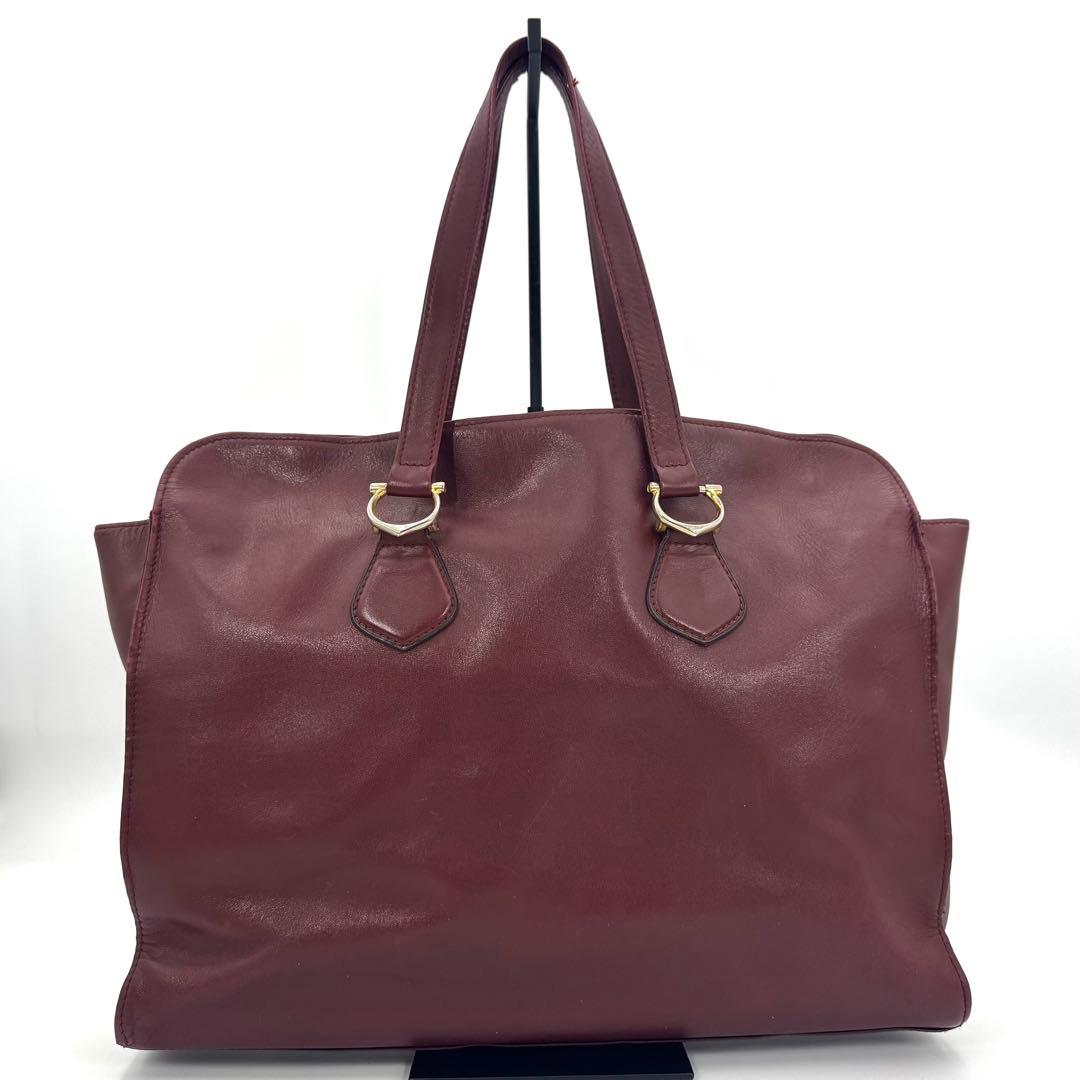 ✨良品✨カルティエ ハンド トートバッグ マストライン 肩掛け 大容量 ボルドー