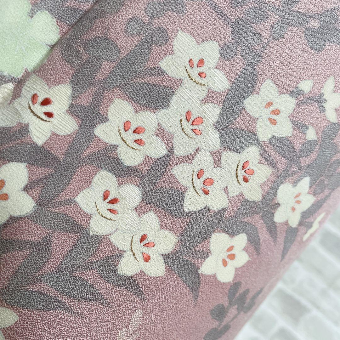 訪問着のみ　桔梗　小花　可愛らしい花　春爛漫　手刺繍　着物　Q5