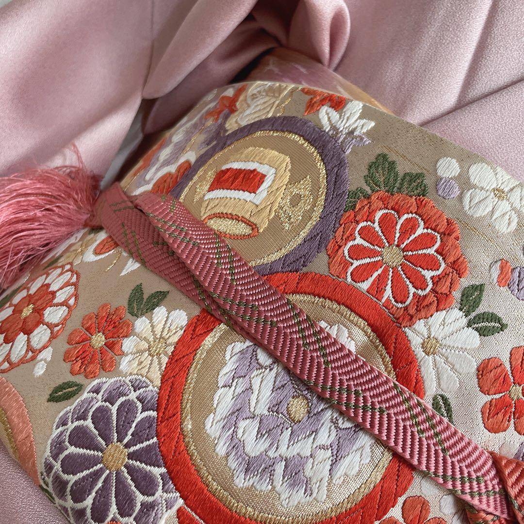 訪問着のみ　桔梗　小花　可愛らしい花　春爛漫　手刺繍　着物　Q5