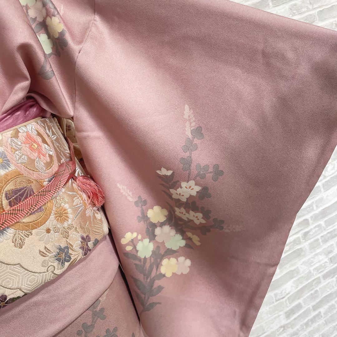 訪問着のみ　桔梗　小花　可愛らしい花　春爛漫　手刺繍　着物　Q5