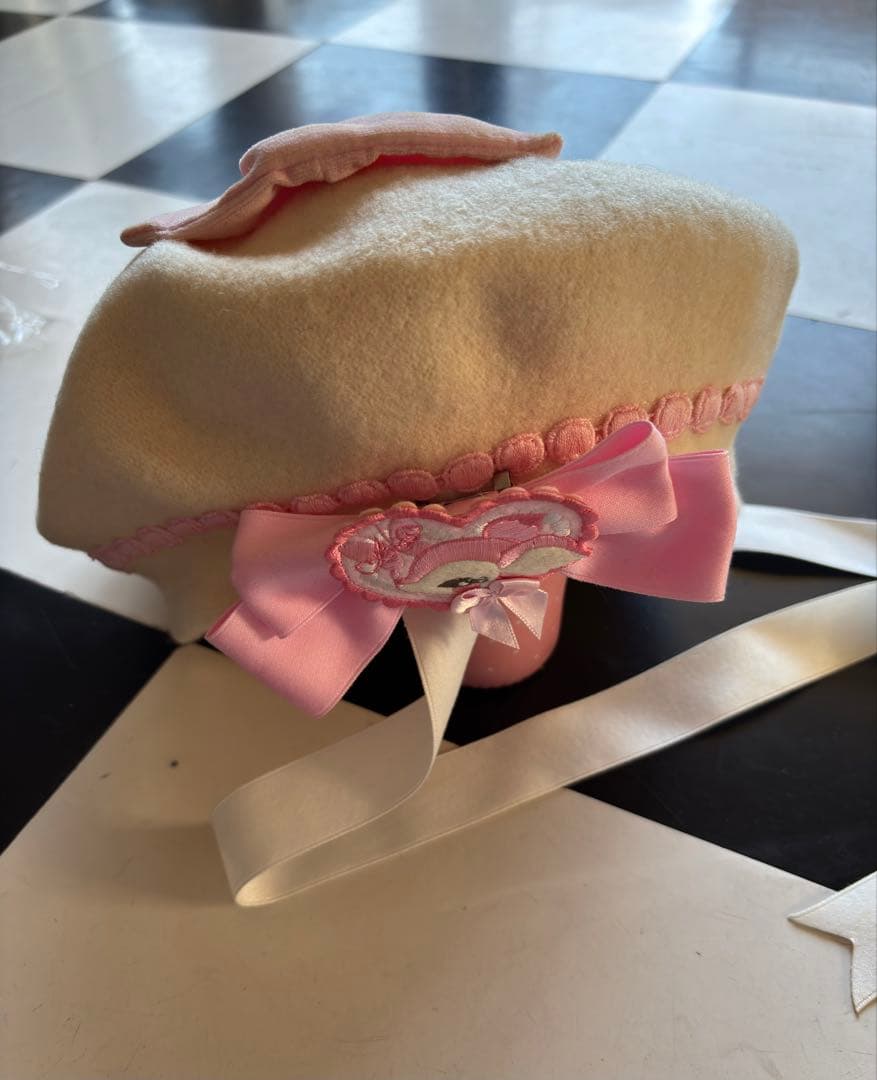 希少Angelic Pretty／子鹿のミルキーちゃんベレー帽　白色シミ有り