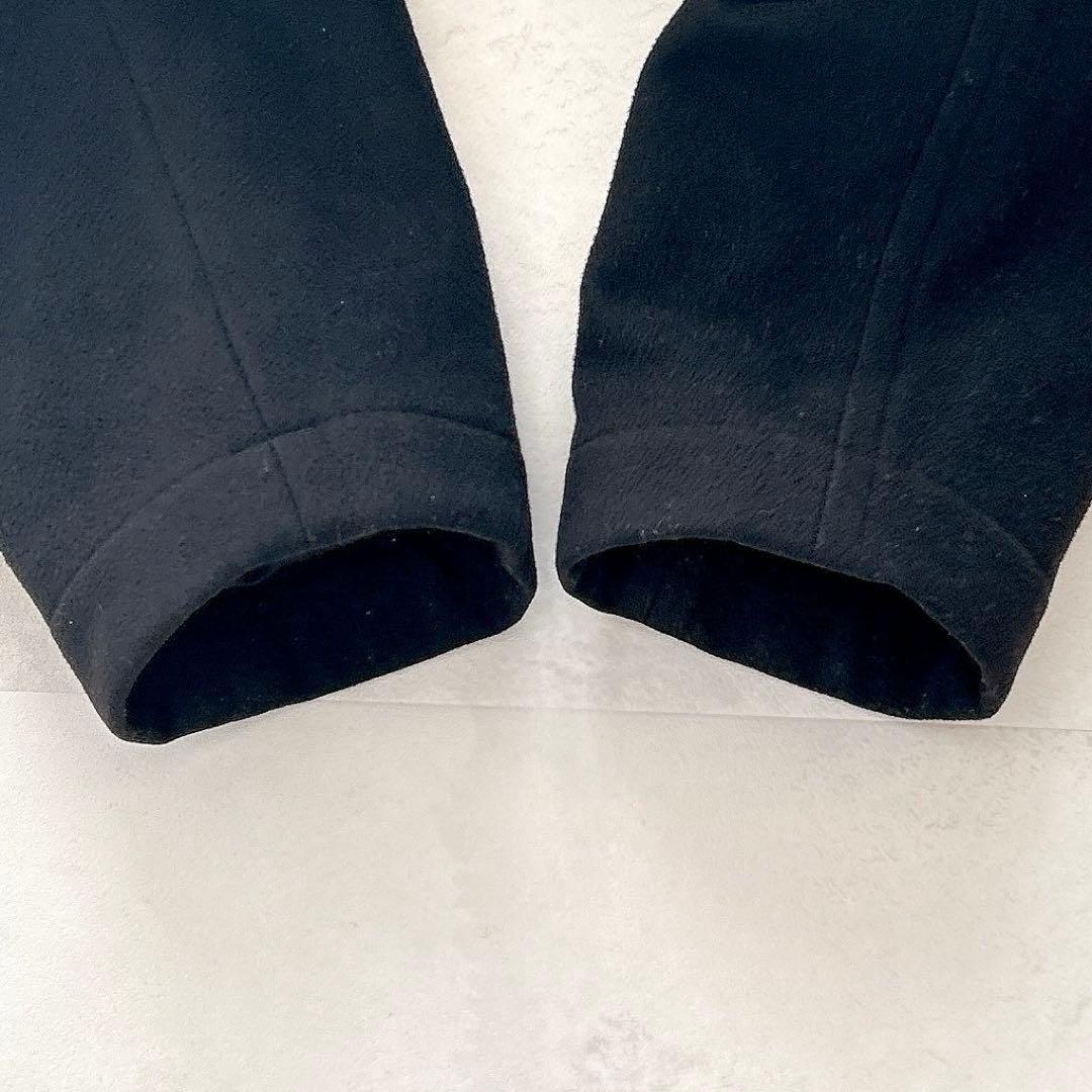 高級✨ヒューゴボス　カシミヤ混レイヤードチェスターコート　ロゴプレートウール黒L