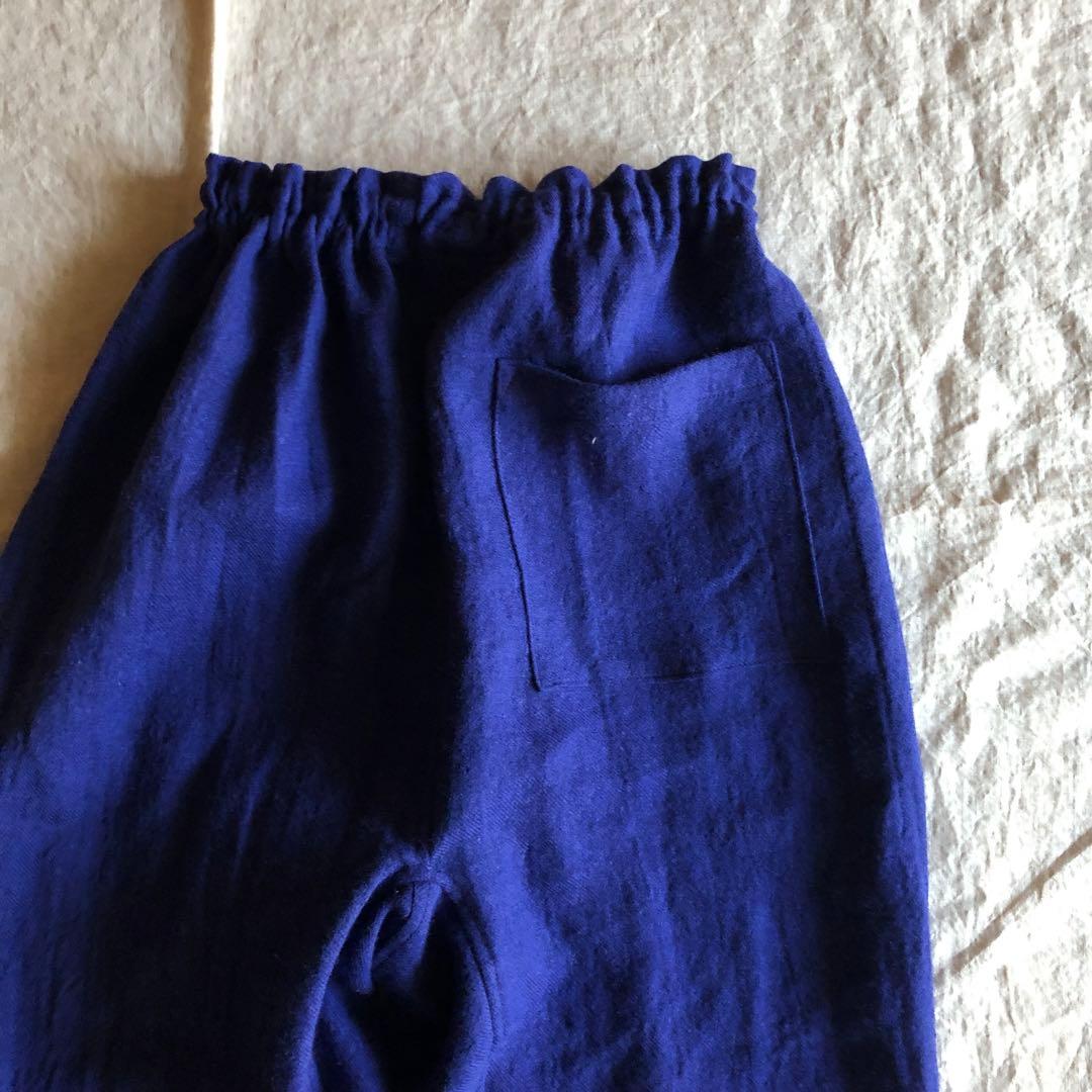 【限定】リネンウールのもんぺ　ロイヤルブルー