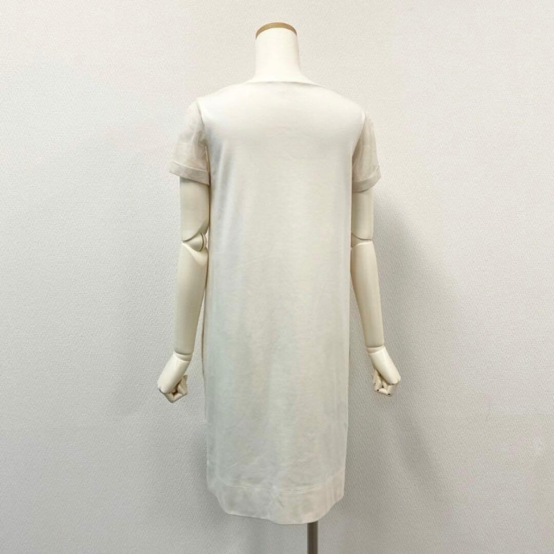 63i18 ブルネロクチネリ 半袖ワンピース ひざ丈 M メッシュ切替 u02t