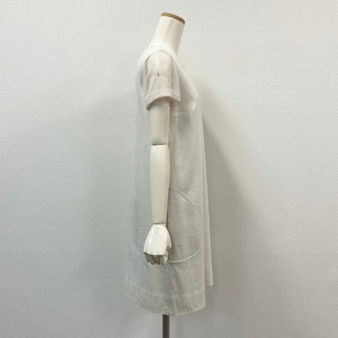 63i18 ブルネロクチネリ 半袖ワンピース ひざ丈 M メッシュ切替 u02t