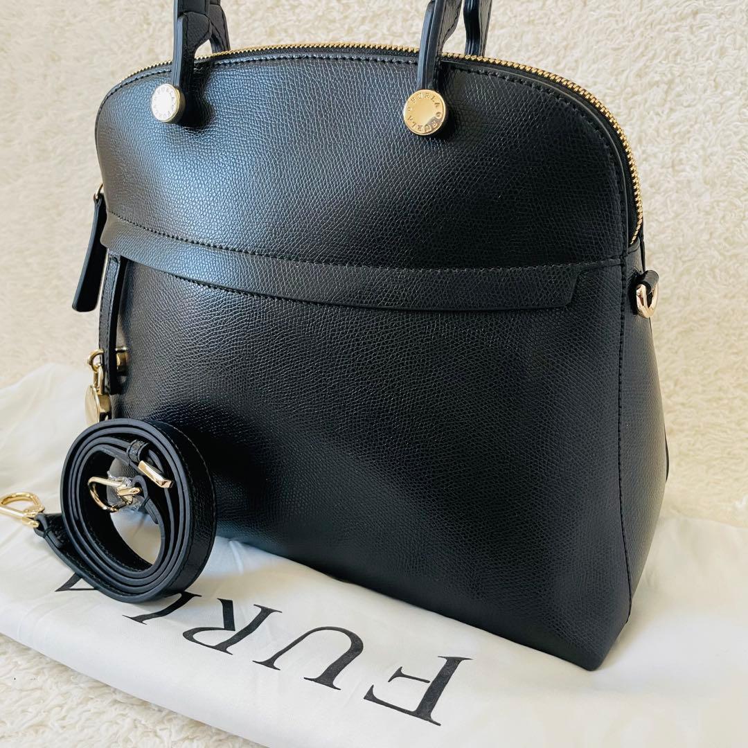 【未使用】FURLA パイパー M ハンドバッグ ショルダーバッグ 2way 黒