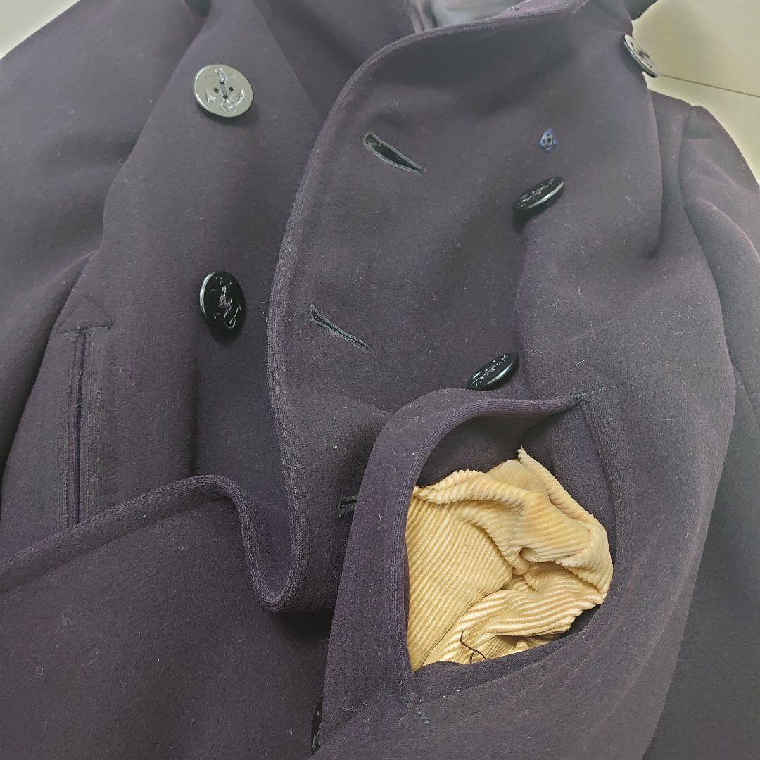 【40s アメリカ海軍実物 10ボタンピーコート】メルトンコート裏コーデュロイ