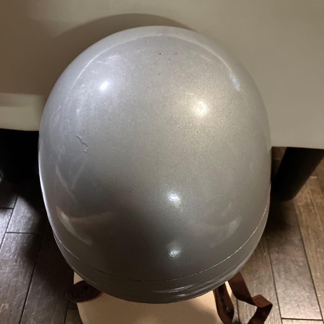 エバオークEveroak シルバー 半帽ヘルメット ブラウンストラップ