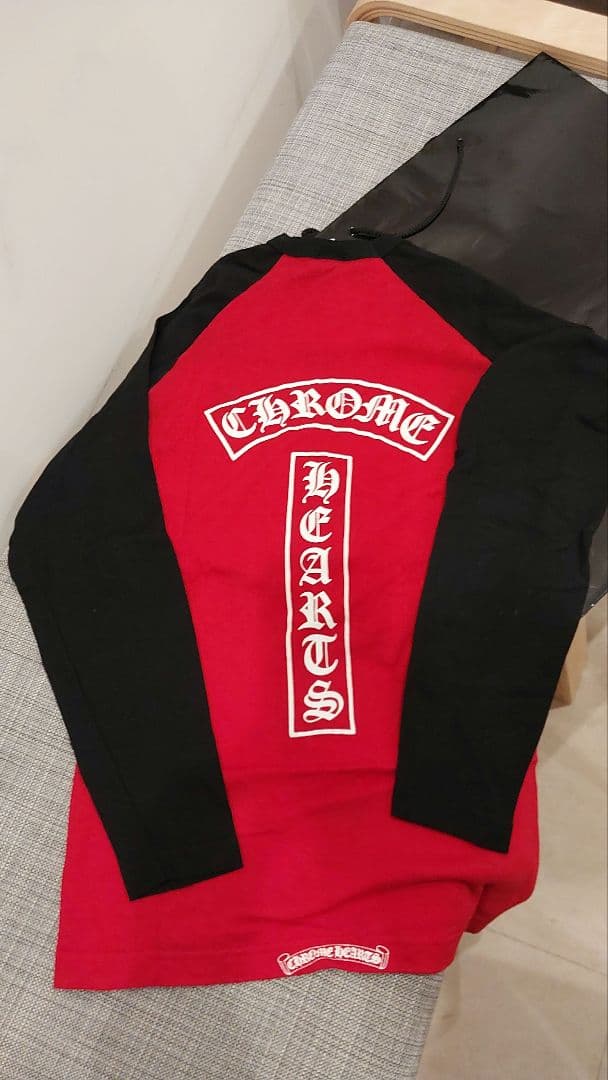 オールドクロム★CHROME HEARTS★赤黒★ベースボールロンT★サイズL