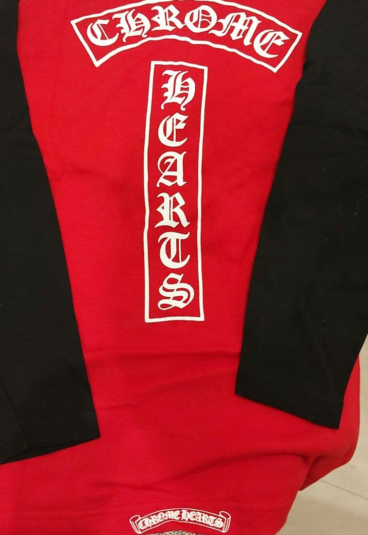 オールドクロム★CHROME HEARTS★赤黒★ベースボールロンT★サイズL