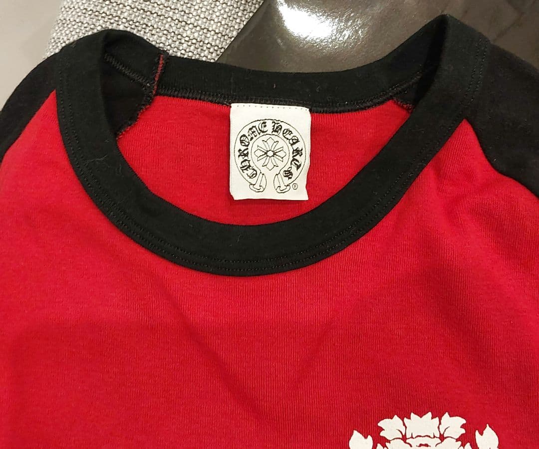 オールドクロム★CHROME HEARTS★赤黒★ベースボールロンT★サイズL