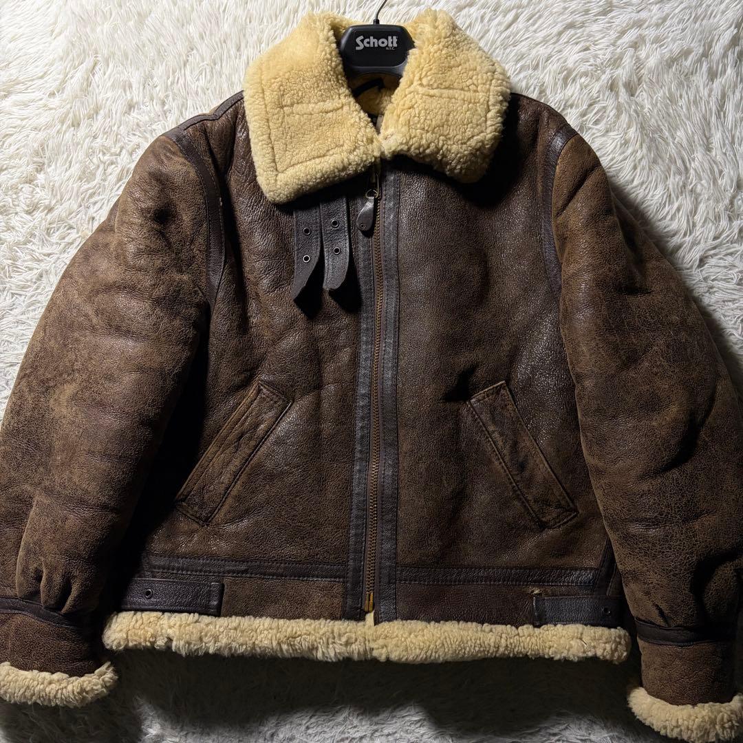 【米国製】schott B-3 フライトジャケット　羊革　ムートン　42