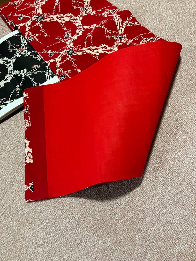 ③ 浦野理一　ちりめん　名古屋帯　赤に梅