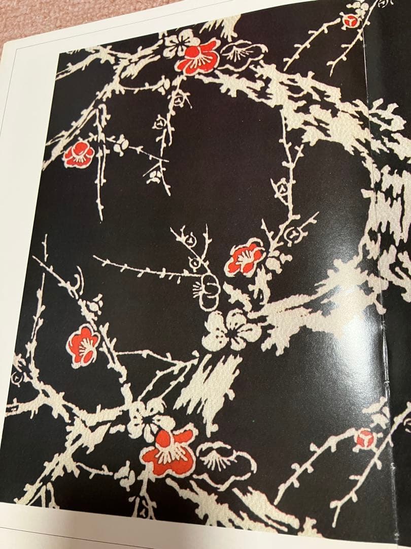 ③ 浦野理一　ちりめん　名古屋帯　赤に梅