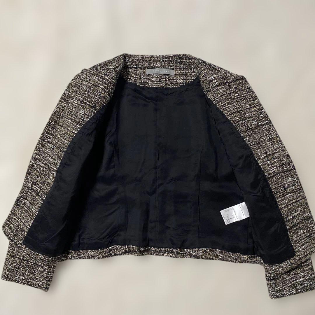 ✨極美品✨theory luxe ツイード ノーカラージャケット 38 黒