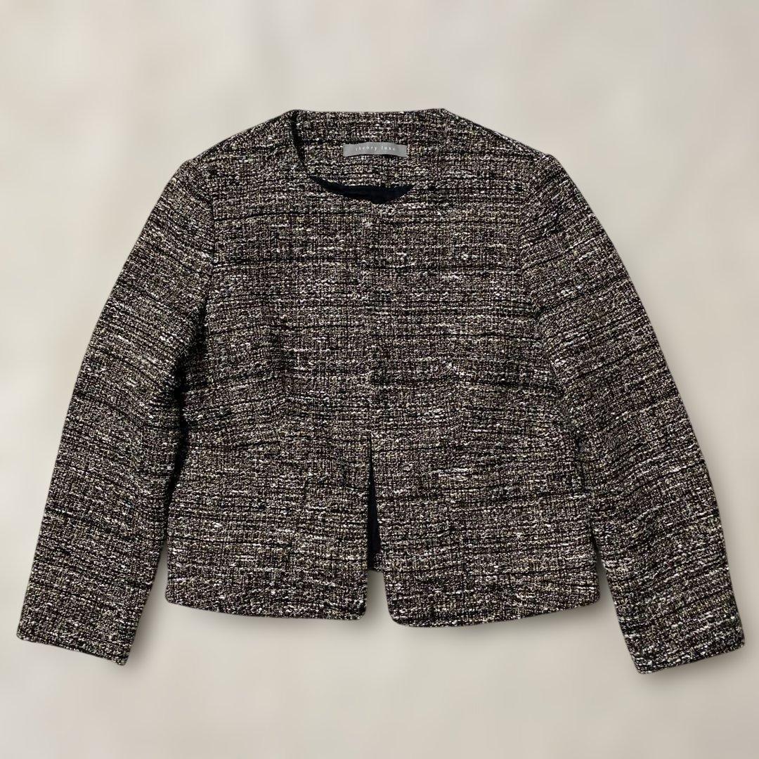 ✨極美品✨theory luxe ツイード ノーカラージャケット 38 黒