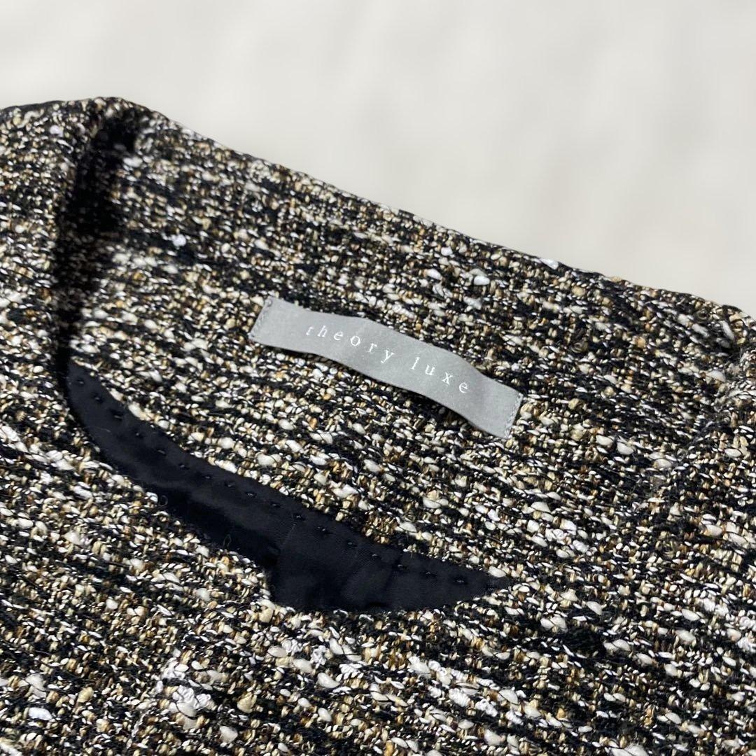 ✨極美品✨theory luxe ツイード ノーカラージャケット 38 黒