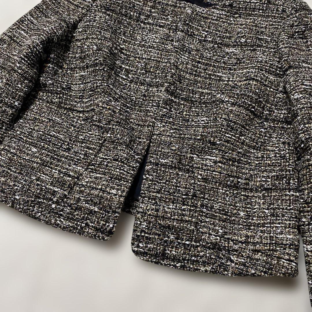 ✨極美品✨theory luxe ツイード ノーカラージャケット 38 黒